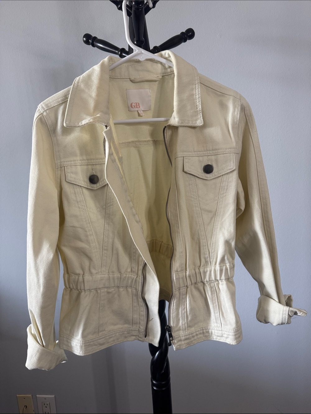 Gianni Bini Light Cream Utility Jean Jacket